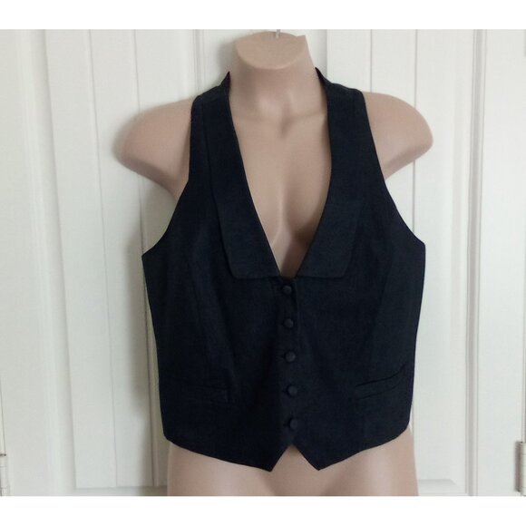 Worthington Women's Black Button-Front Vest - Picture 3 of 6